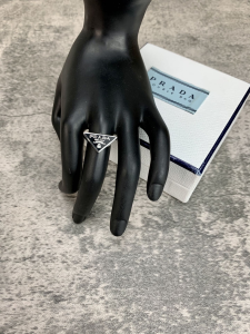 Luxury Womens Jewelry Prada Symbole Triangle Logo Rings Black A152PP130 AA149811