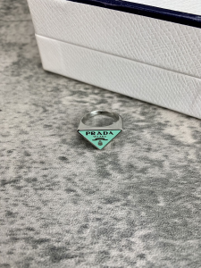 Luxury Womens Jewelry Prada Symbole Triangle Logo Rings Green A152PP130 AA149815
