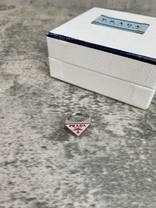 Luxury Womens Jewelry Prada Symbole Triangle Logo Rings Pink A152PP130 AA149813