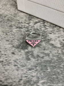 Luxury Womens Jewelry Prada Symbole Triangle Logo Rings Pink A152PP130 AA149813