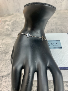 Luxury Womens Jewelry Prada Triangle Logo Bracelet Black A152PP160 AA149803