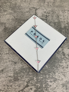 Luxury Womens Jewelry Prada Triangle Logo Bracelet Pink A152PP160 AA149804