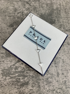 Luxury Womens Jewelry Prada Triangle Logo Bracelet White A152PP160 AA149806