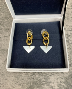 Prada Triangle Logo Earrings 