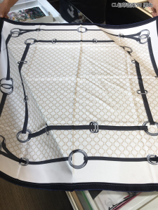 Celine White Triomphe Silk Scarf Black 