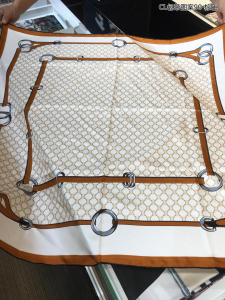 Celine White Triomphe Silk Scarf Brown 