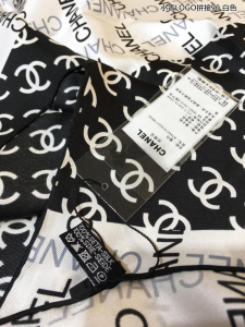 Luxury Womens Scarf Chanel Allover CC Logo Silk Scarf White 90x90CM A151PP180 AA149575