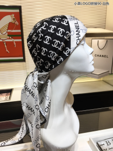 Luxury Womens Scarf Chanel Allover CC Logo Silk Scarf White 90x90CM A151PP180 AA149575