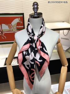 Luxury Womens Scarf Chanel CC Twill Silk Scarf Pink 90x90CM A151PP210 AA149544