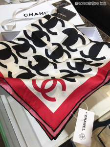 Luxury Womens Scarf Chanel CC Twill Silk Scarf Red 90x90CM A151PP210 AA149546