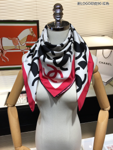 Luxury Womens Scarf Chanel CC Twill Silk Scarf Red 90x90CM A151PP210 AA149546