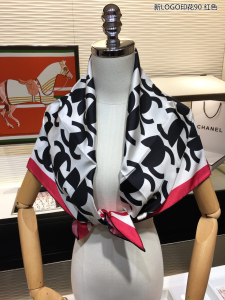 Luxury Womens Scarf Chanel CC Twill Silk Scarf Red 90x90CM A151PP210 AA149546