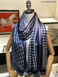 Dior Oblique Cashmere Silk Scarf Blue 