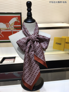 Luxury Womens Scarf Fendi FF Logo Cashmere Silk Scarf Pink 14x163CM A151PP190 AA149523