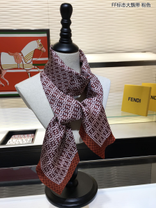 Luxury Womens Scarf Fendi FF Logo Cashmere Silk Scarf Pink 14x163CM A151PP190 AA149523