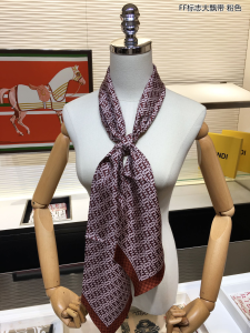 Luxury Womens Scarf Fendi FF Logo Cashmere Silk Scarf Pink 14x163CM A151PP190 AA149523