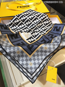 Luxury Womens Scarf Fendi FF Logo Cashmere Silk Scarf White 90x90CM A151PP180 AA149543