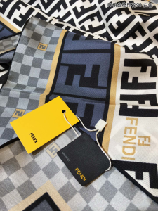 Luxury Womens Scarf Fendi FF Logo Cashmere Silk Scarf White 90x90CM A151PP180 AA149543