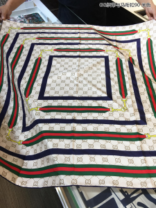 Gucci Horsebit GG Supreme Silk Scarf Beige 