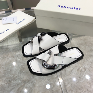 Proenza Schouler Cross Strap Slides Sandals White Calfskin Proenza Schouler Cross Strap Slides Sandals White Calfskin