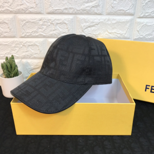 Fendi FF Jacquard Canvas Baseball Cap Hats Black 