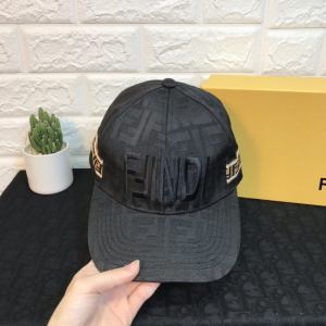 Luxury Womens Hats Fendi FF Jacquard Logo Baseball Cap Hats Black A190PP90 AA149922