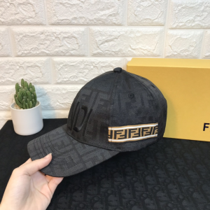 Luxury Womens Hats Fendi FF Jacquard Logo Baseball Cap Hats Black A190PP90 AA149922