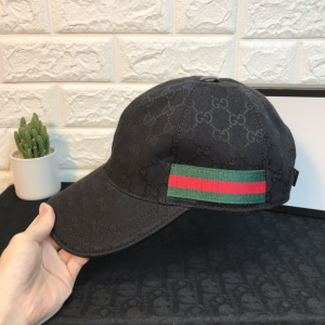Gucci GG Canvas Web Baseball Cap Hats Black 