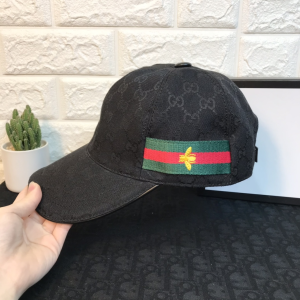 Gucci GG Canvas Web Bee Baseball Cap Hats Black 