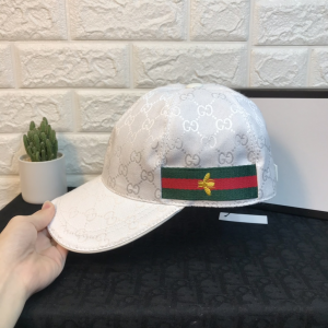 Gucci GG Canvas Web Bee Baseball Cap Hats OFF White 