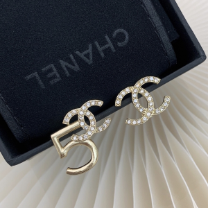 Chanel Crystal CC Logo NO5 Earrings 