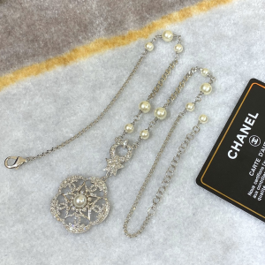 Chanel Crystal Star Flowers Pendant Necklace 