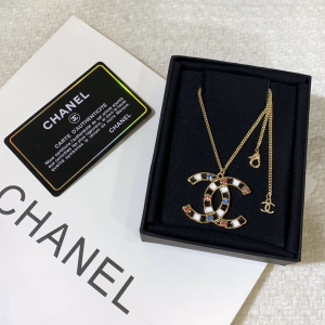 Luxury Womens Jewelry Chanel Large Crystal CC Logo Pendant Necklace A205PP160 AA150080