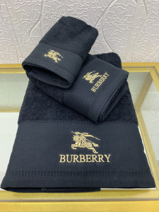 Burberry Logo Embroidery Cotton Burberry Bathroom Bath Towel 3 Sets Black Burberry Logo Embroidery Cotton Burberry Bathroom Bath Towel 3 Sets Black