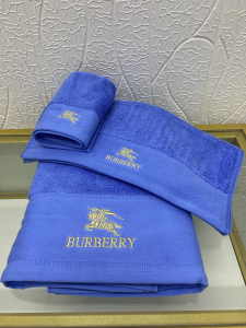 Burberry Logo Embroidery Cotton Burberry Bathroom Bath Towel 3 Sets Blue Burberry Logo Embroidery Cotton Burberry Bathroom Bath Towel 3 Sets Blue