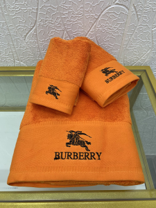 Burberry Logo Embroidery Cotton Burberry Bathroom Bath Towel 3 Sets Orange Burberry Logo Embroidery Cotton Burberry Bathroom Bath Towel 3 Sets Orange