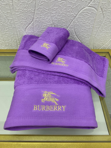 Burberry Logo Embroidery Cotton Burberry Bathroom Bath Towel 3 Sets Purple Burberry Logo Embroidery Cotton Burberry Bathroom Bath Towel 3 Sets Purple