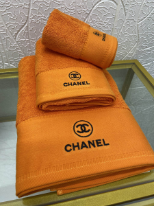 Chanel CC Logo Embroidery Cotton Chanel Bathroom Bath Towel 3 Sets Orange Chanel CC Logo Embroidery Cotton Chanel Bathroom Bath Towel 3 Sets Orange