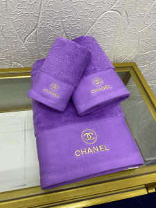 Chanel CC Logo Embroidery Cotton Chanel Bathroom Bath Towel 3 Sets Purple Chanel CC Logo Embroidery Cotton Chanel Bathroom Bath Towel 3 Sets Purple