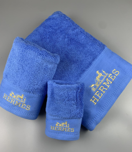 Hermes Logo Embroidery Cotton Hermes Bathroom Bath Towel 3 Sets Blue Hermes Logo Embroidery Cotton Hermes Bathroom Bath Towel 3 Sets Blue