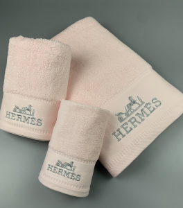 Hermes Logo Embroidery Cotton Hermes Bathroom Bath Towel 3 Sets Pink Hermes Logo Embroidery Cotton Hermes Bathroom Bath Towel 3 Sets Pink