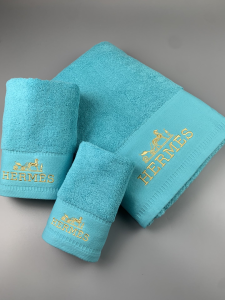 Hermes Logo Embroidery Cotton Hermes Bathroom Bath Towel 3 Sets Sky Blue Hermes Logo Embroidery Cotton Hermes Bathroom Bath Towel 3 Sets Sky Blue
