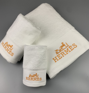 Hermes Logo Embroidery Cotton Hermes Bathroom Bath Towel 3 Sets White Hermes Logo Embroidery Cotton Hermes Bathroom Bath Towel 3 Sets White