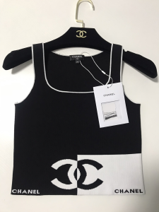 Chanel CC Logo Cotton Tank Top Black 