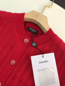 Luxury Womens Clothing Chanel CC Logo Knitwear Cardigan Red SML A29PP480 AA150196