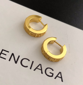 Luxury Womens Jewelry Balenciaga Gold Logo Stud Earrings A39PP115 AA150203