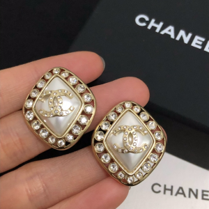 Chanel Crystals CC Logo Earrings 