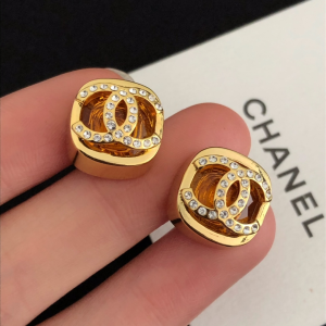 Chanel Crystals Gold CC Logo Earrings 