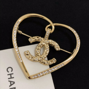 Chanel Gold CC Logo and Hearts Brooch 