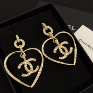 Chanel Gold CC Logo and Hearts Earrings 